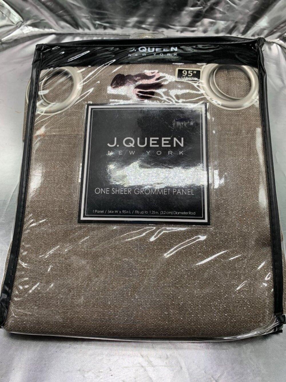 J. Queen New York Tirano Sheer Grommet Panel 54"x95" Beige Polyester Linen Blend